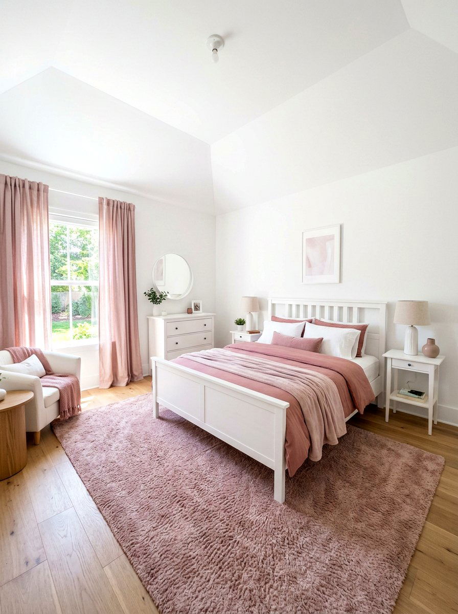 Dusty Rose and White - 30 dusty rose bedroom ideas