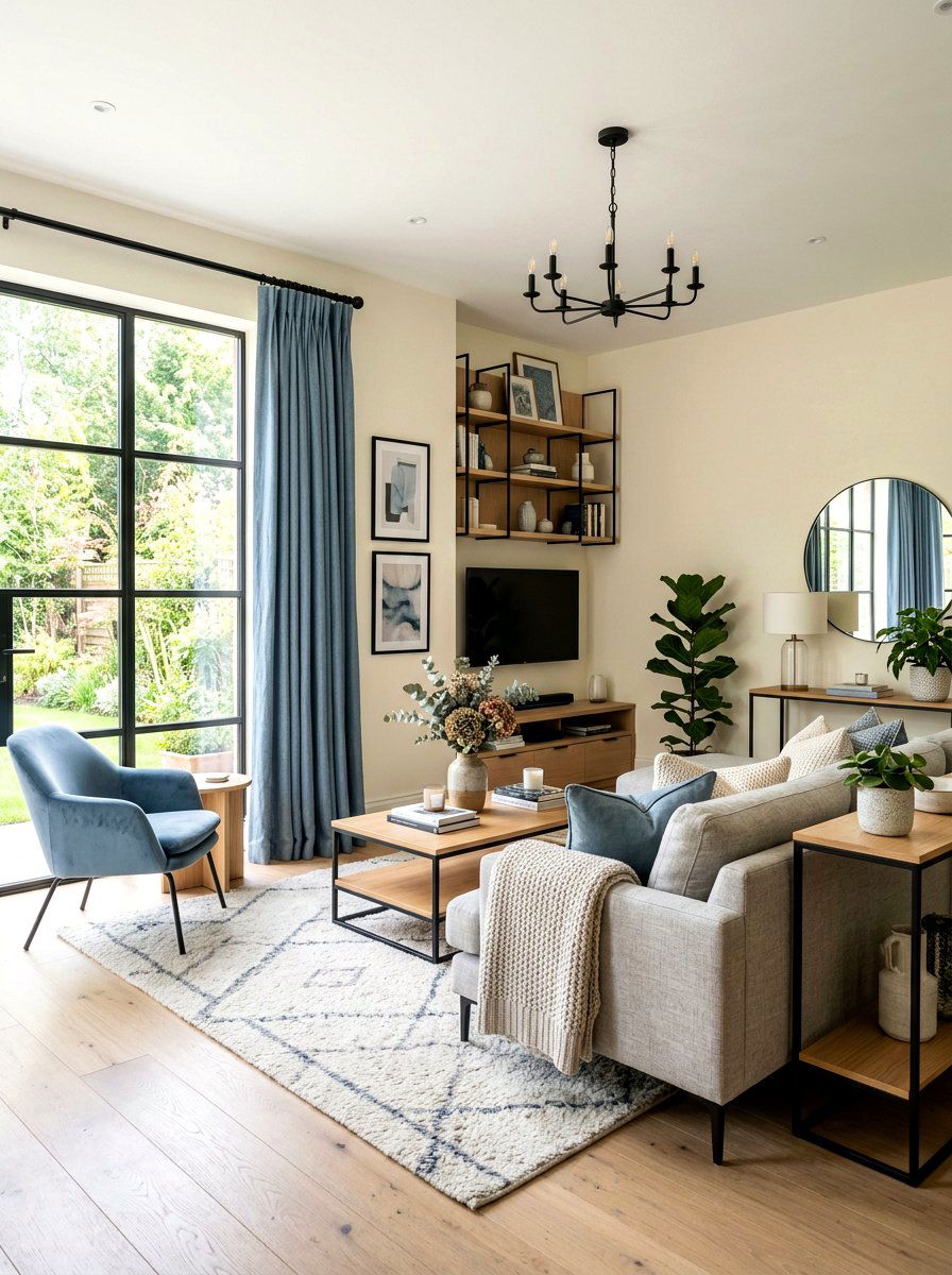 Dusty blue decor - 30 blue and white living room decor ideas