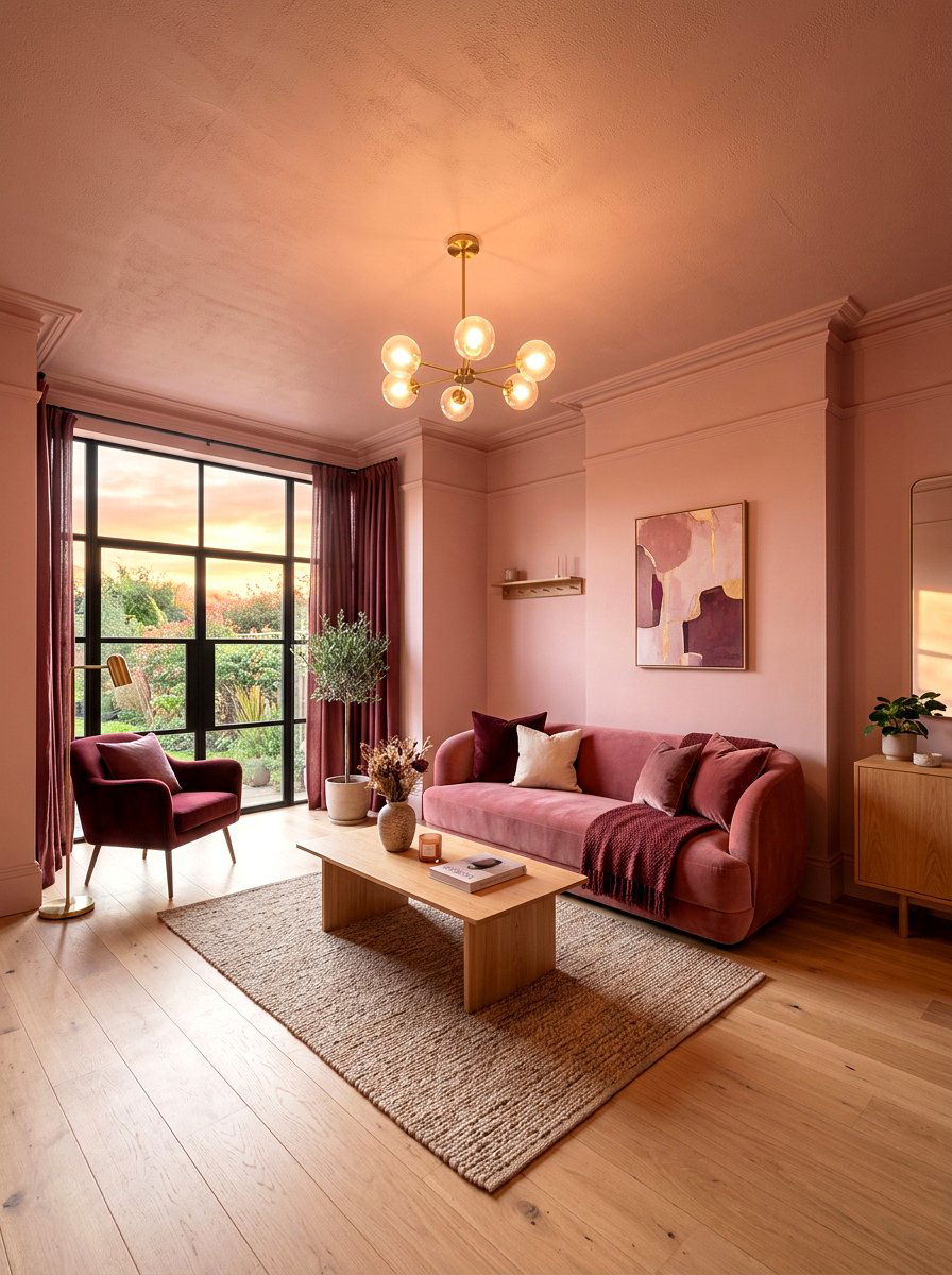 Dusty pink living room ceiling - 30 ceiling drench living room ideas