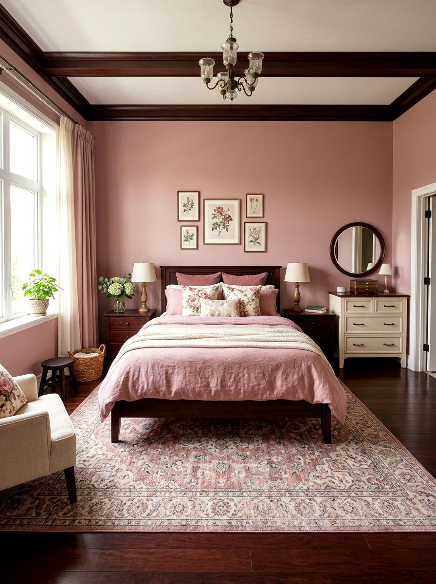 Dusty pink palette - 30 English country bedroom ideas