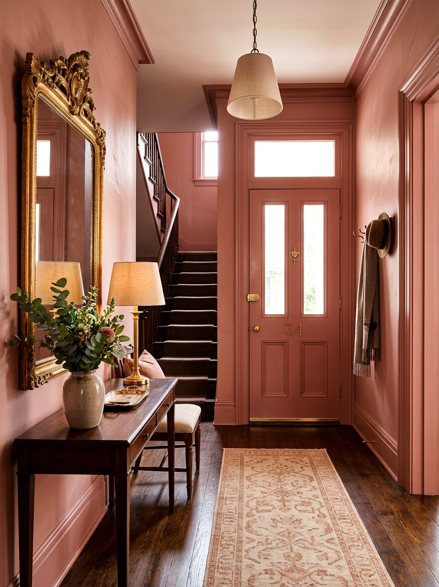 Dusty rose entryway - 30 spring color drench ideas