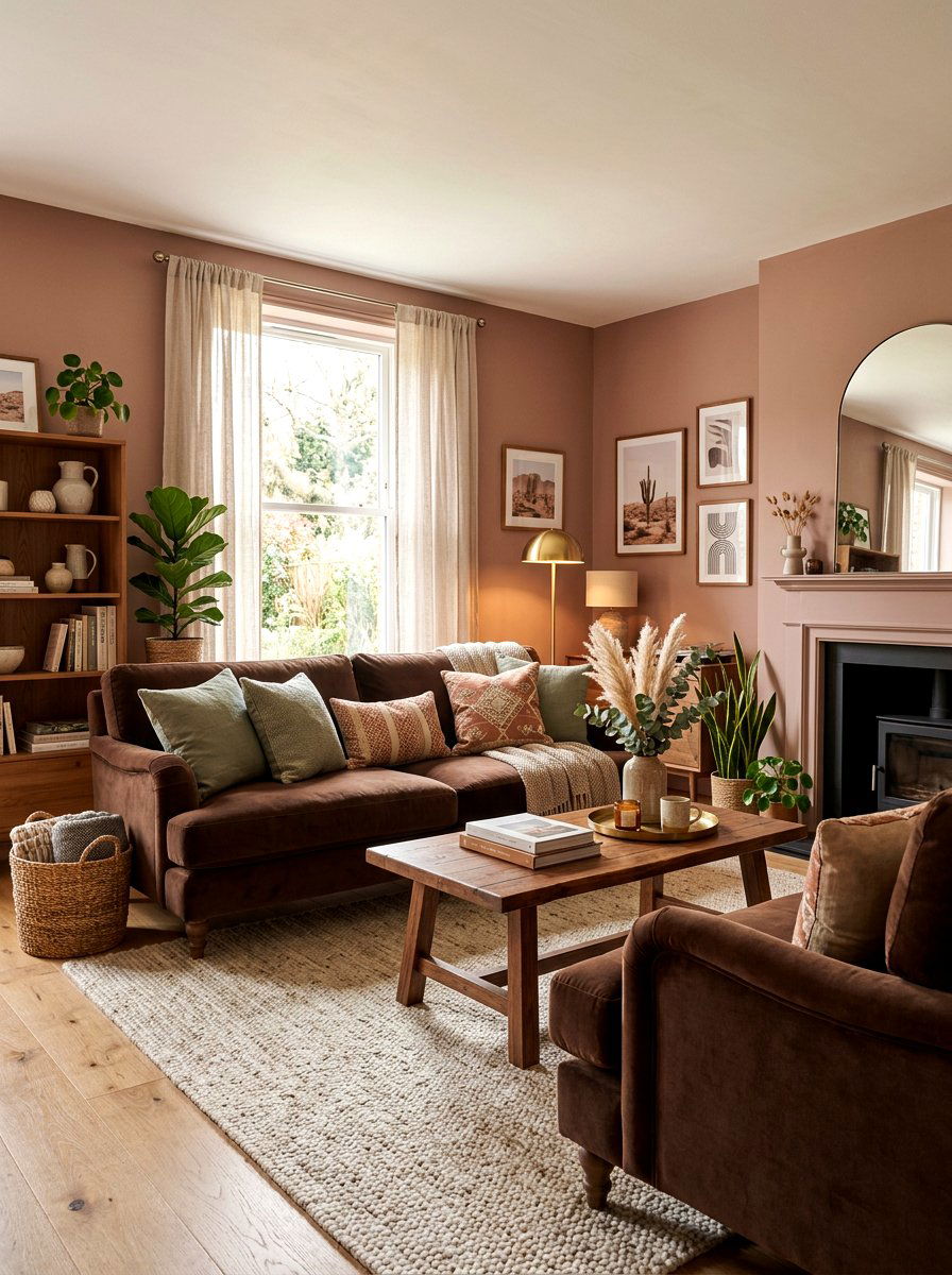 Dusty rose living room - 30 earth tone living space ideas