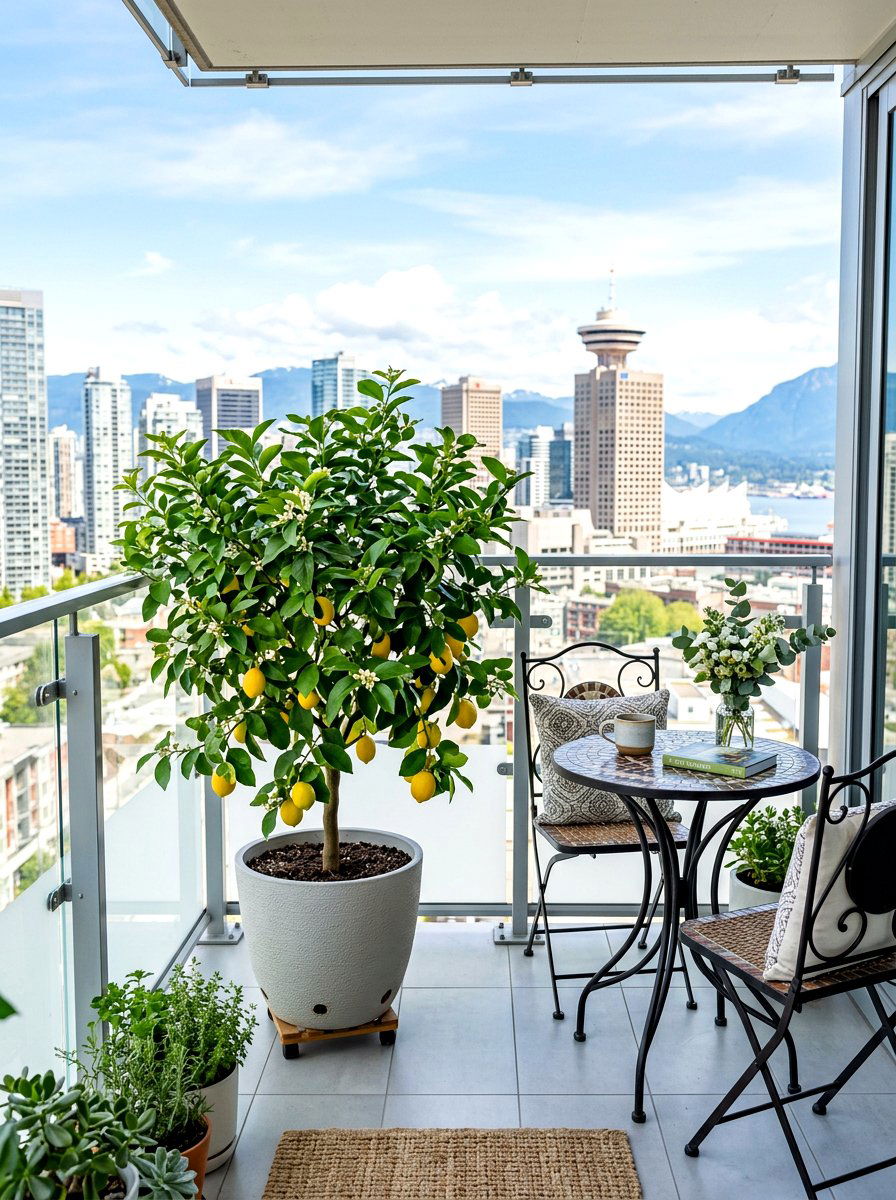 Dwarf Citrus Tree In Small Balcony - 30 potted citrus patio ideas