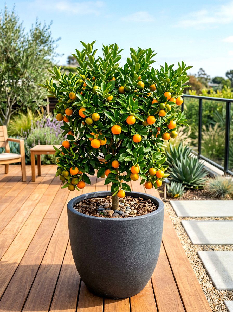 Dwarf Citrus Tree Planter - 30 potted citrus backyard ideas
