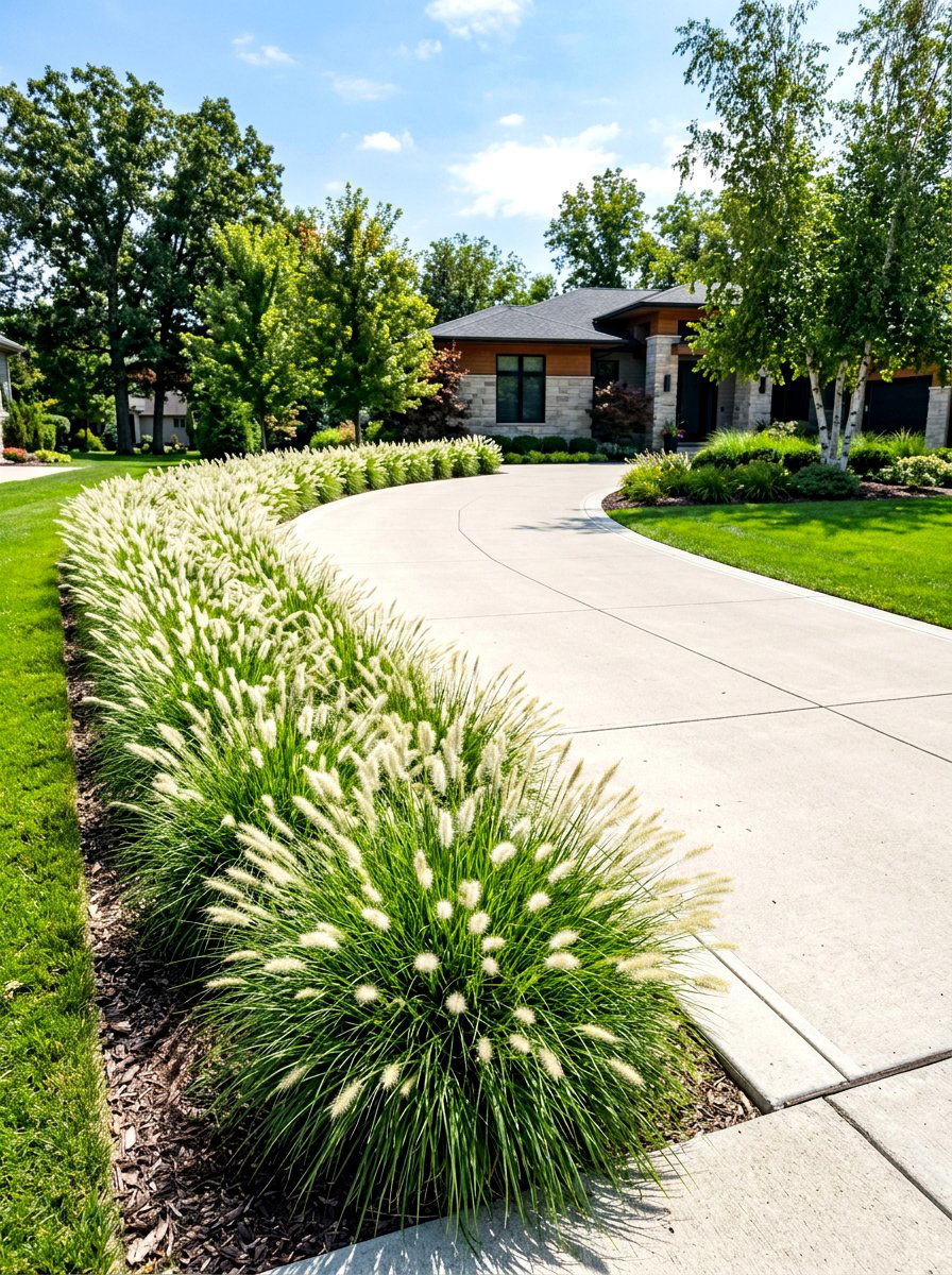 Dwarf Fountain Grass Edging - 30 ornamental grass garden ideas