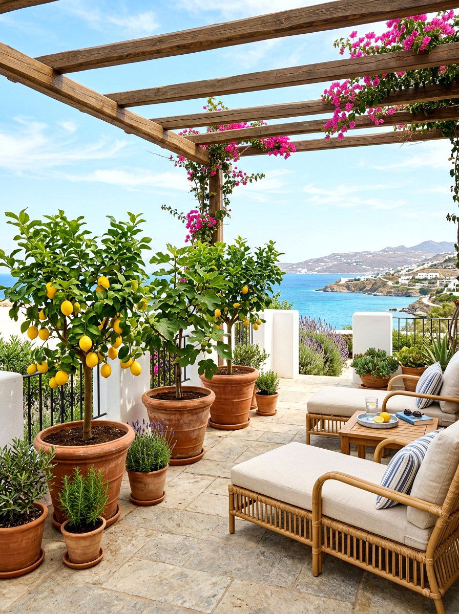 Dwarf Fruit Tree Patio - 30 edible backyard landscaping ideas