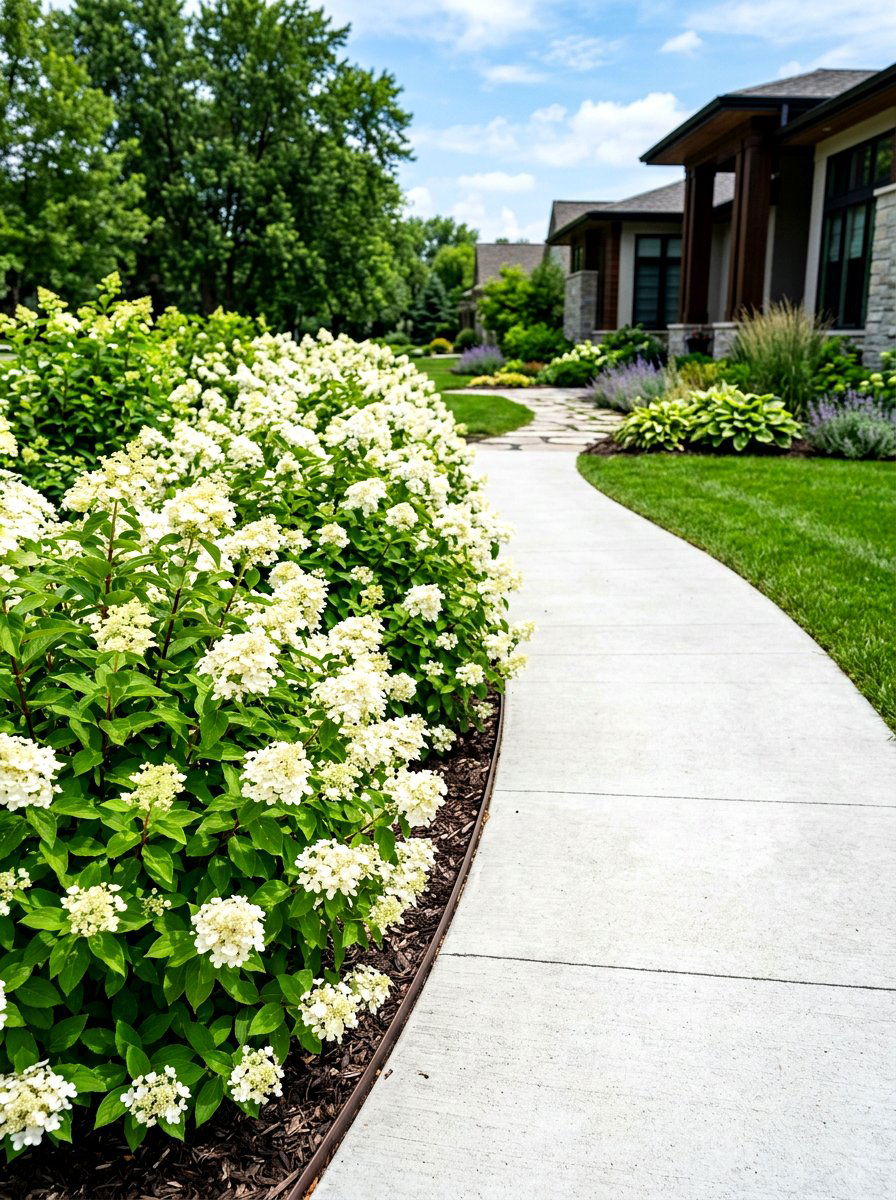 Dwarf Hydrangea Sidewalk - 30 hydrangea border curb appeal ideas