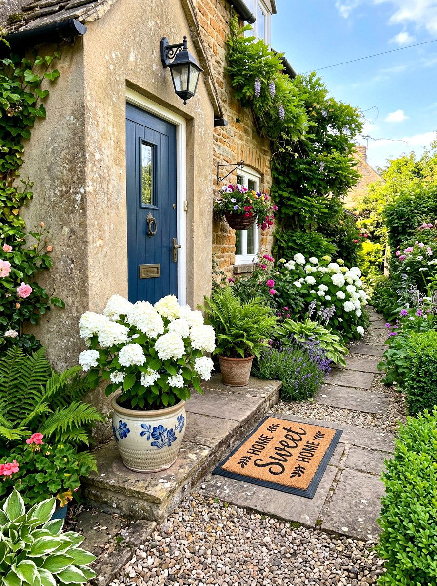 Dwarf Hydrangea Small Stoop - 30 front porch hydrangea ideas