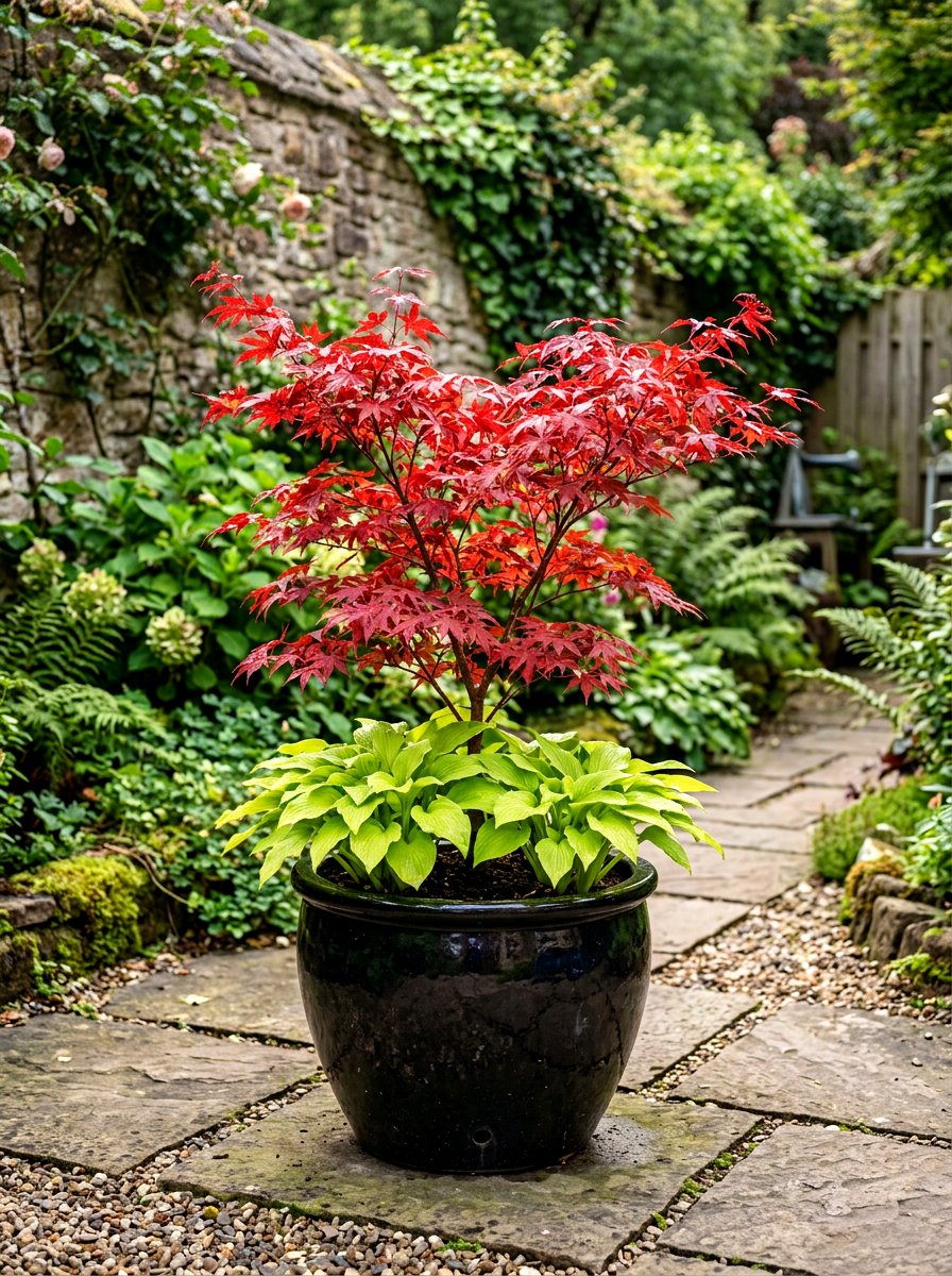 Dwarf Japanese Maple - 30 container plant arrangement ideas