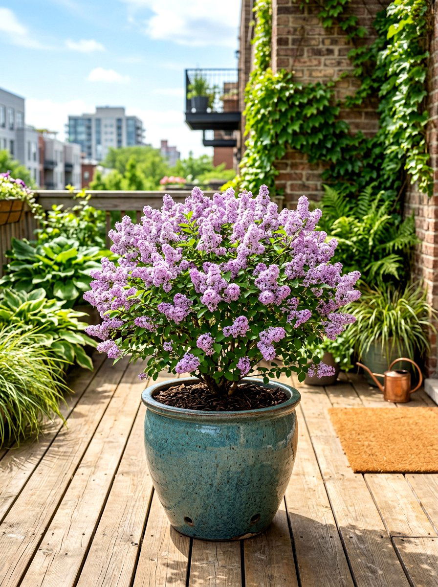 Dwarf Korean Lilac Planter - 30 ornamental tree landscaping ideas
