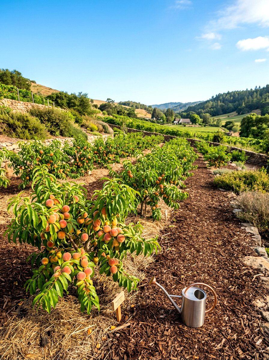 Dwarf Peach Orchard - 30 backyard orchard ideas