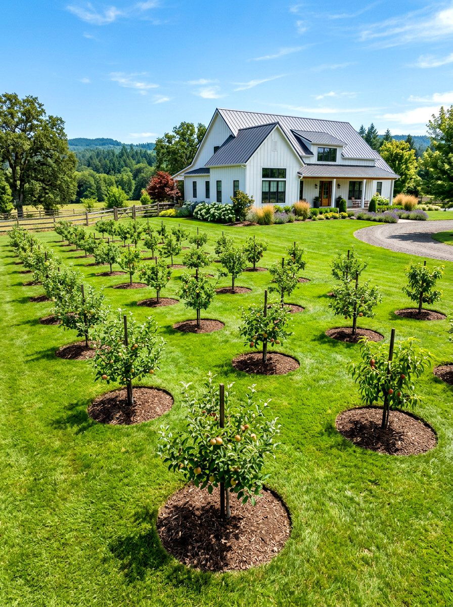 Dwarf fruit tree layout - 30 orchard backyard aesthetic ideas