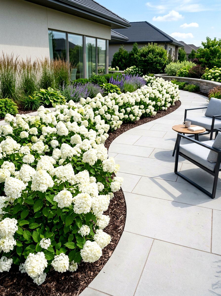 Dwarf hydrangea flower bed - 30 hydrangea border ideas