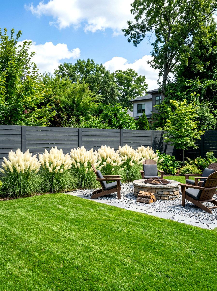 Dwarf pampas grass backyard border - 30 ornamental grass border ideas