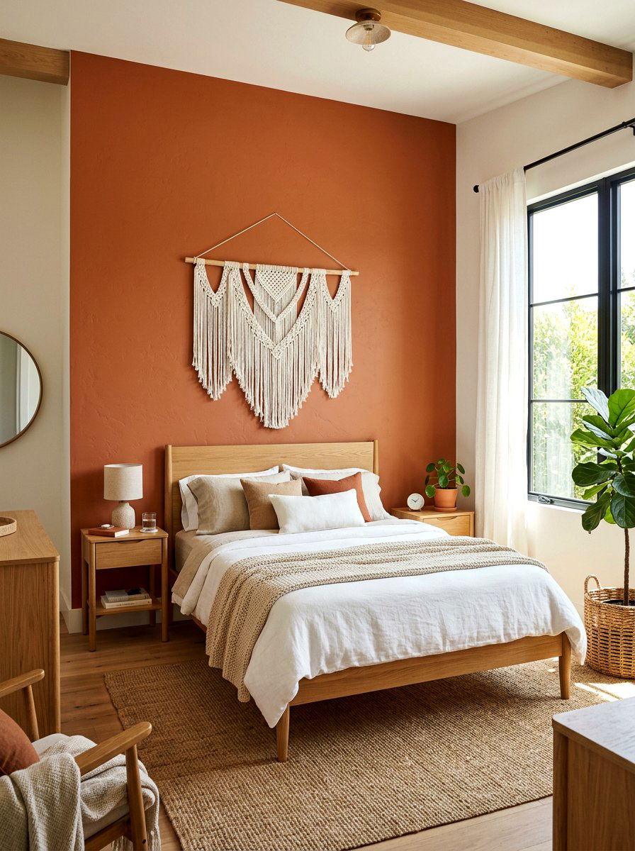 Earth Tone Accent Wall - 30 boho teen room ideas