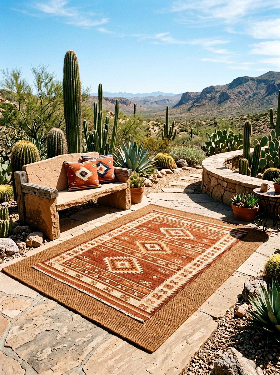 Earth Tone Layered Outdoor Rug - 30 outdoor rug layering ideas