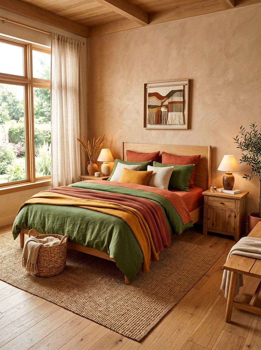 Earth Tone Linens - 30 layered bed styling ideas