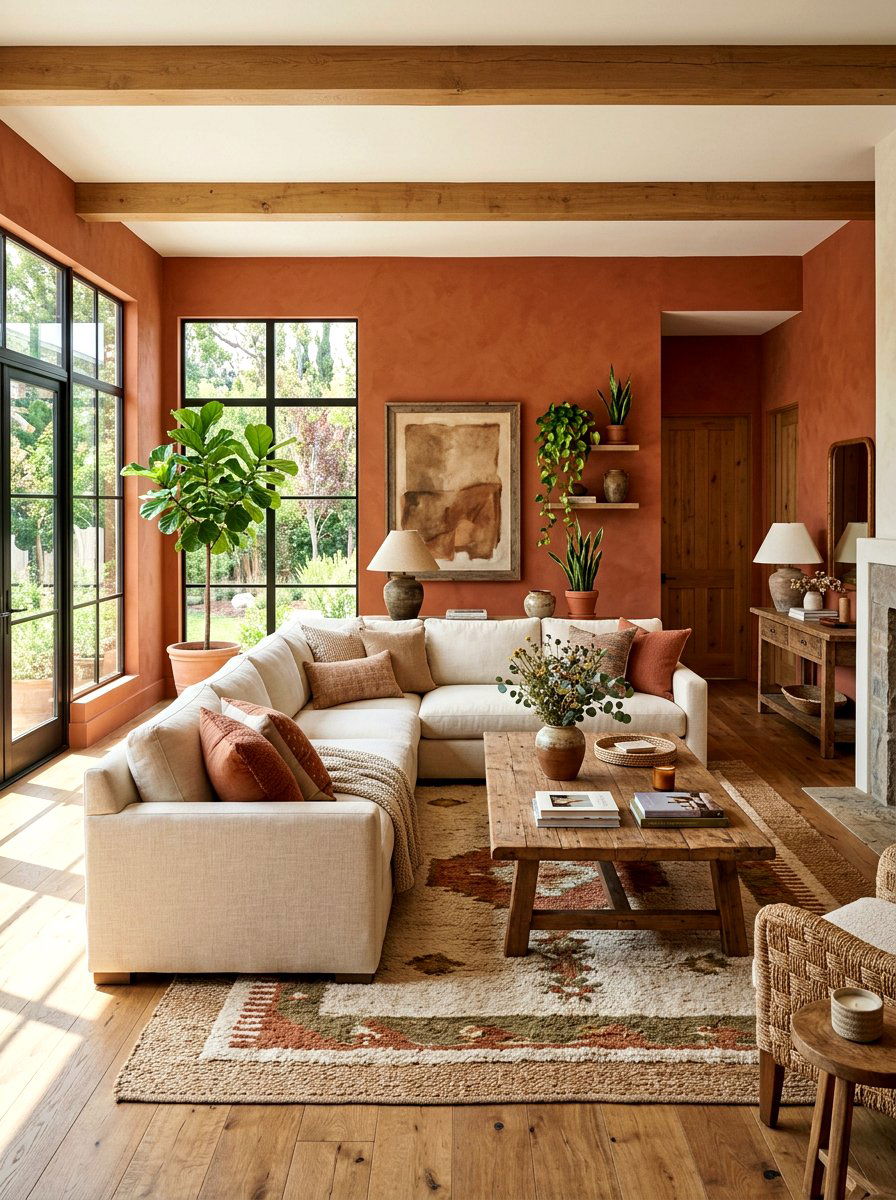 Earth Tone Paint - 30 rustic living room ideas