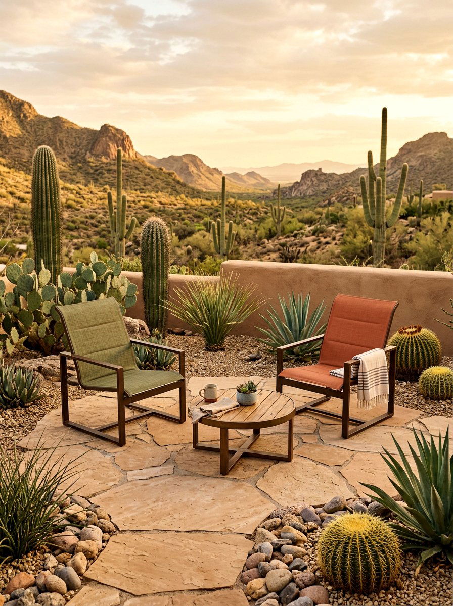 Earth Tone Sling Seating - 30 sling chair patio ideas