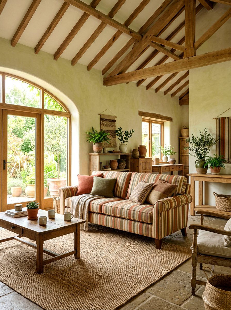 Earth Tone Stripe Sofa - 30 statement stripe sofa ideas