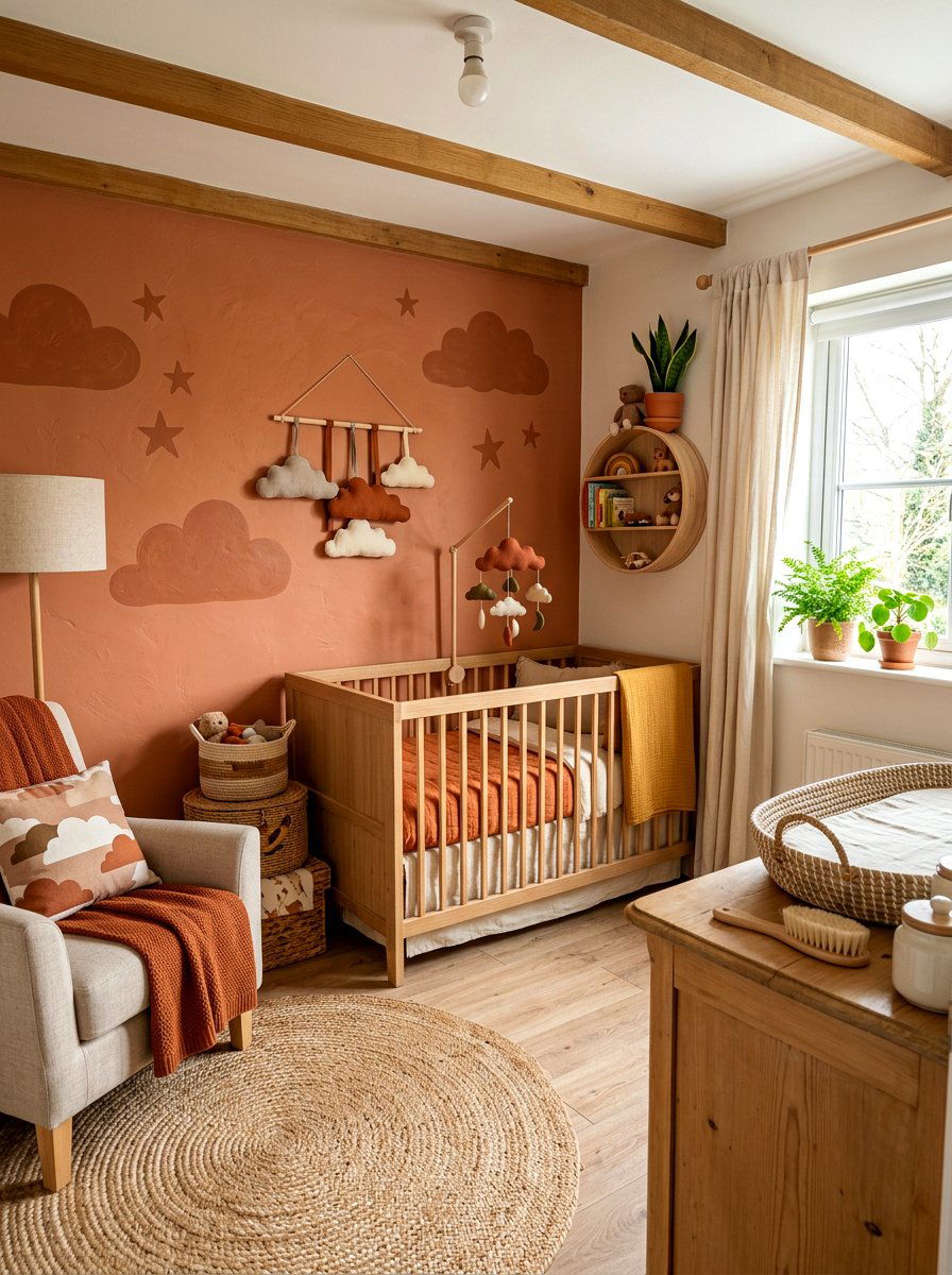 Earth Tone Terracotta Cloud Nursery - 30 cloud nursery ideas