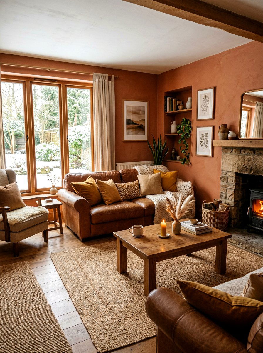 Earth Tone Winter Living Room - 30 cozy winter lounge ideas