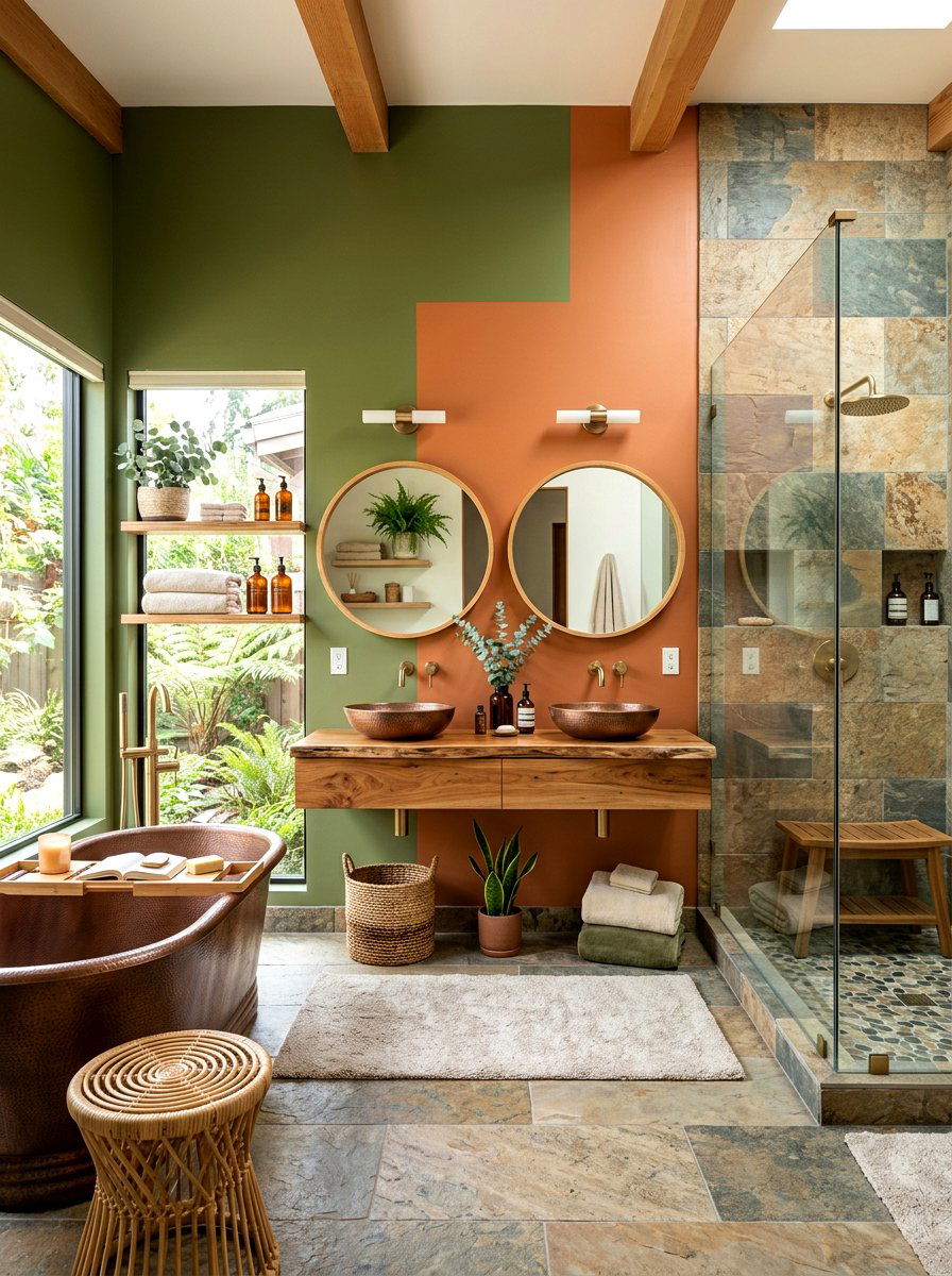 Earth tone bathroom - 30 color blocked bathroom ideas