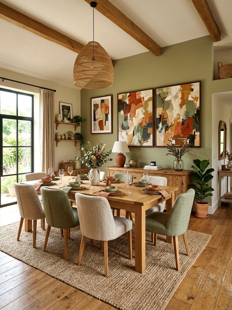 Earth tone dining room - 30 art filled dining room ideas