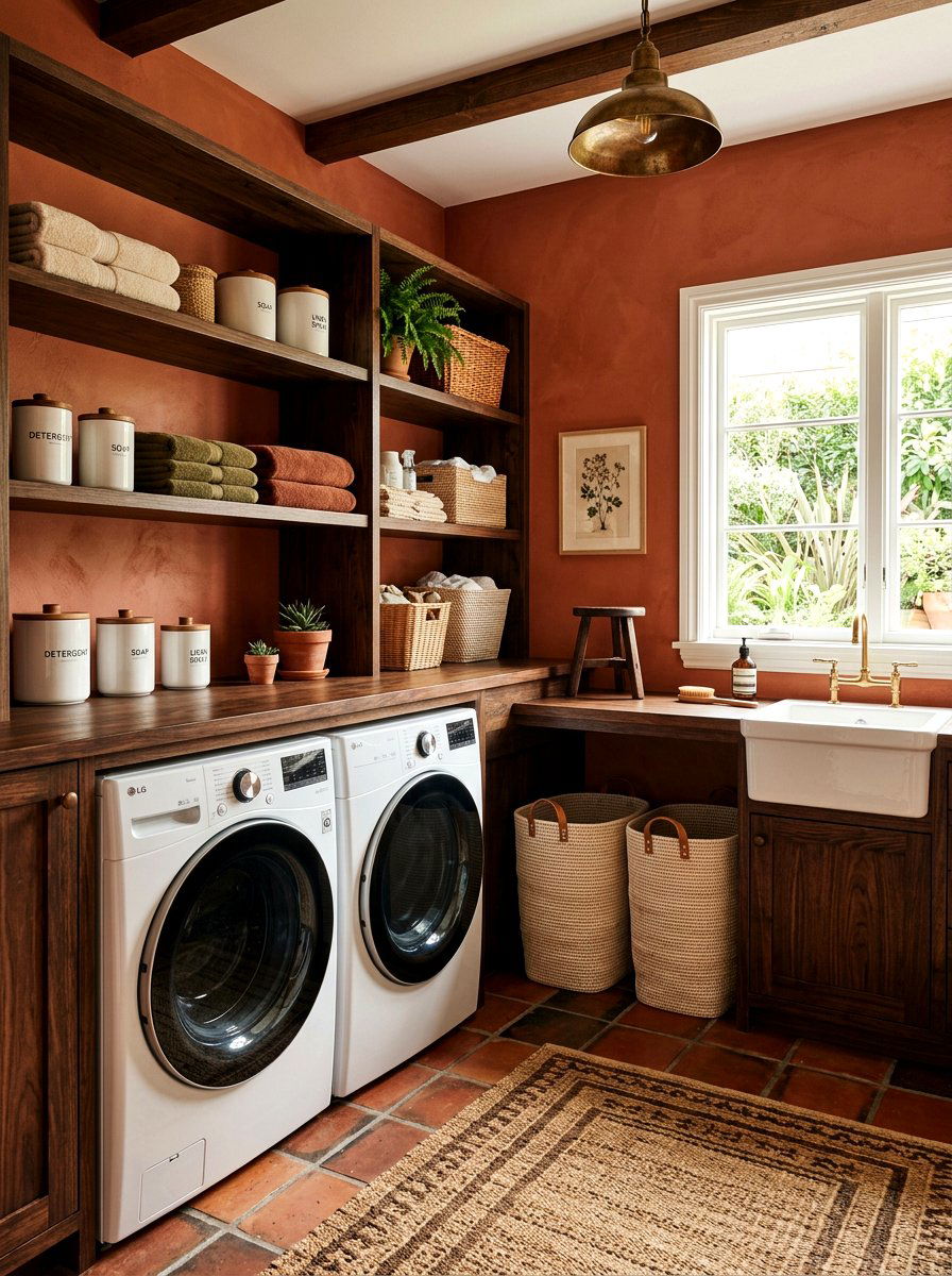 Earth tone laundry room color palette - 30 eco laundry room ideas
