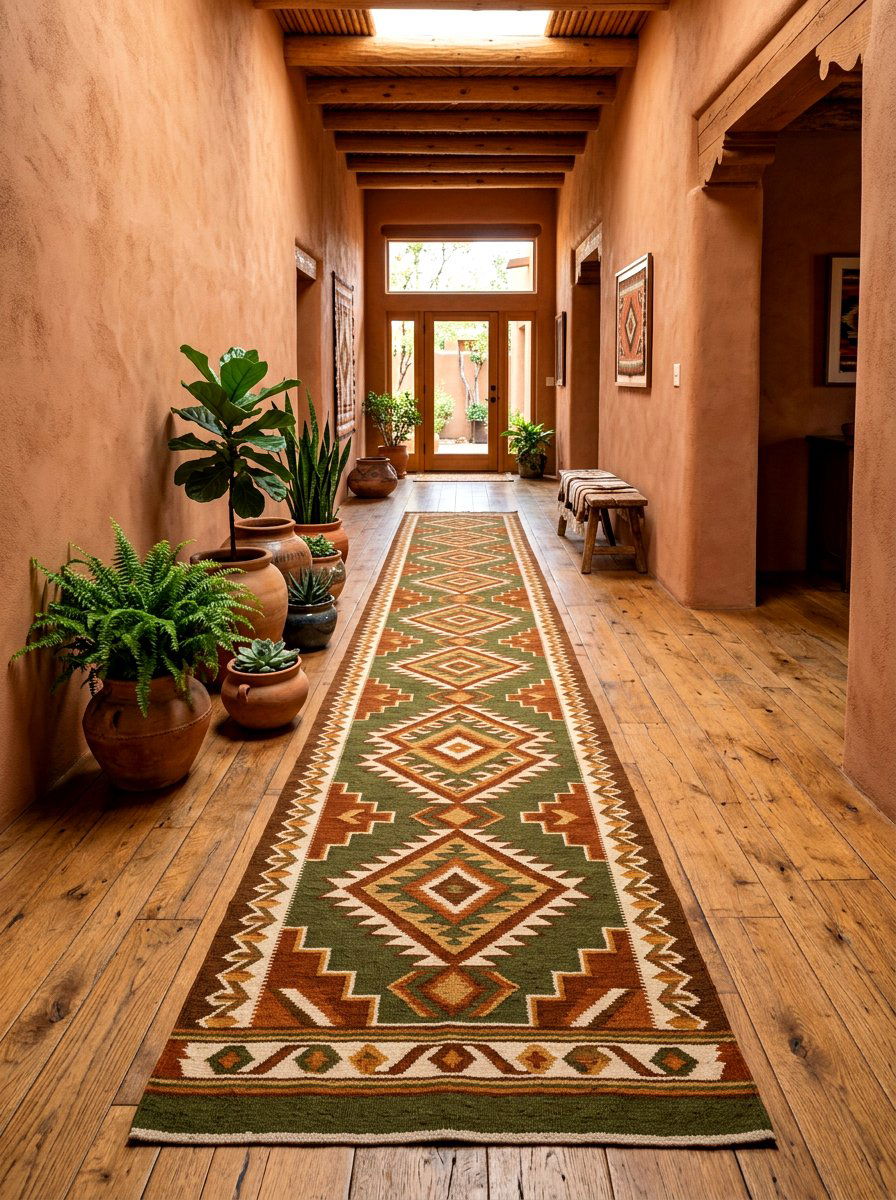 Earth tone runner - 30 hallway runner ideas