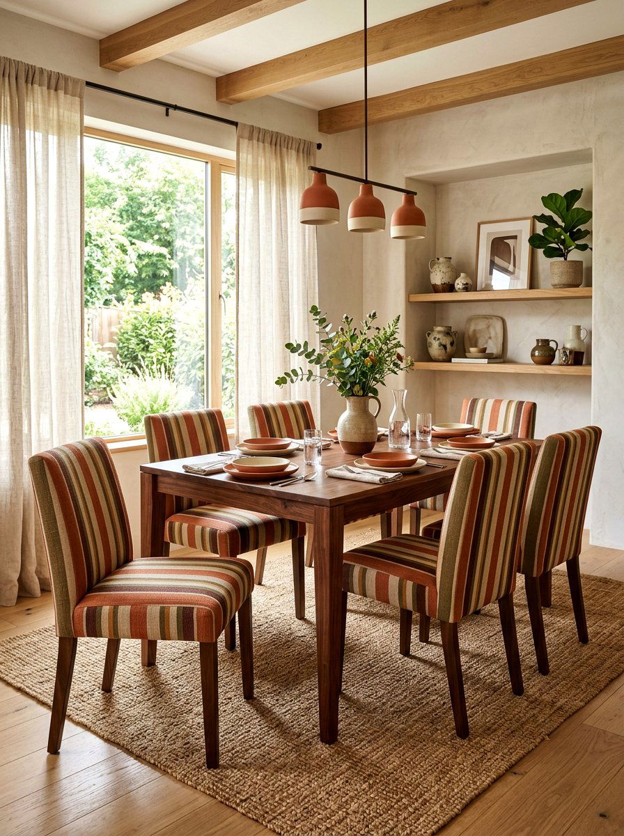 Earth tone striped dining chair - 30 striped dining chair ideas