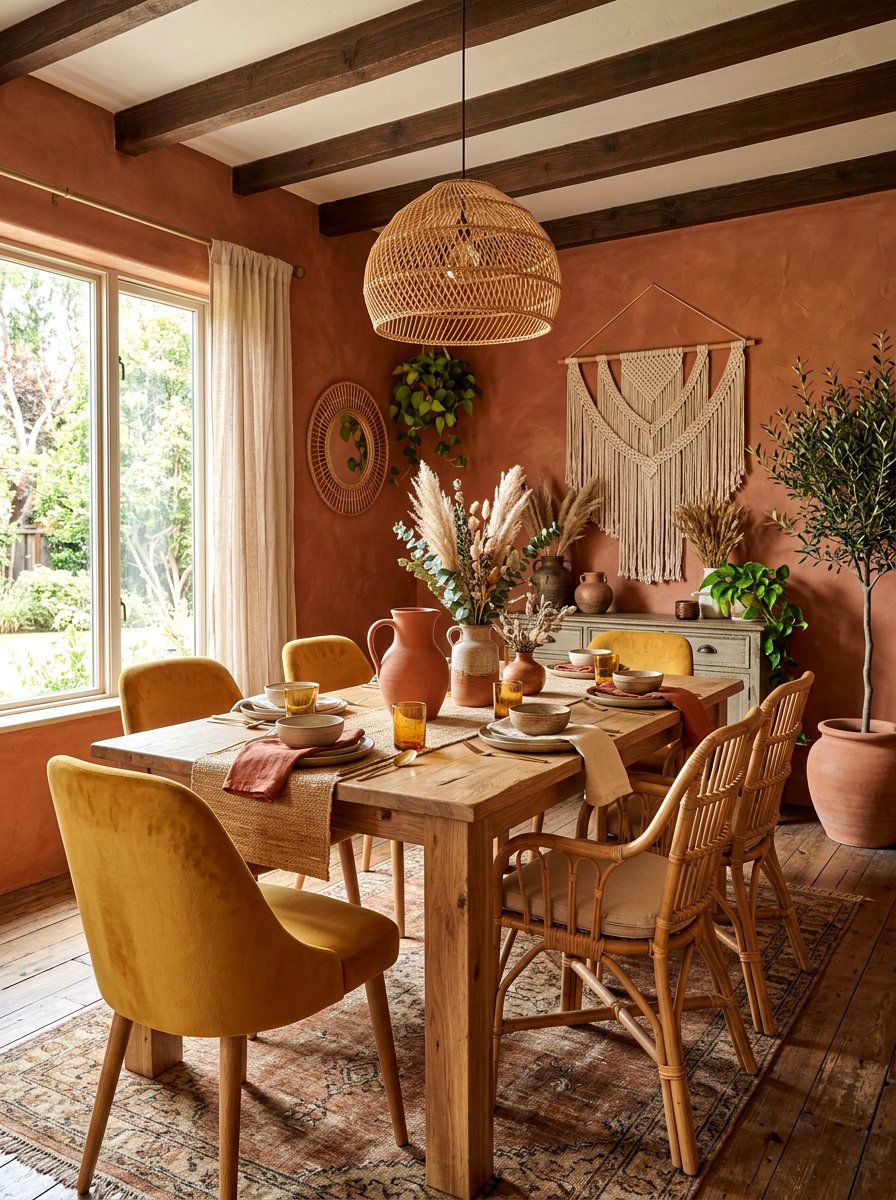 Earthy Boho Dining Room - 30 boho dining room ideas