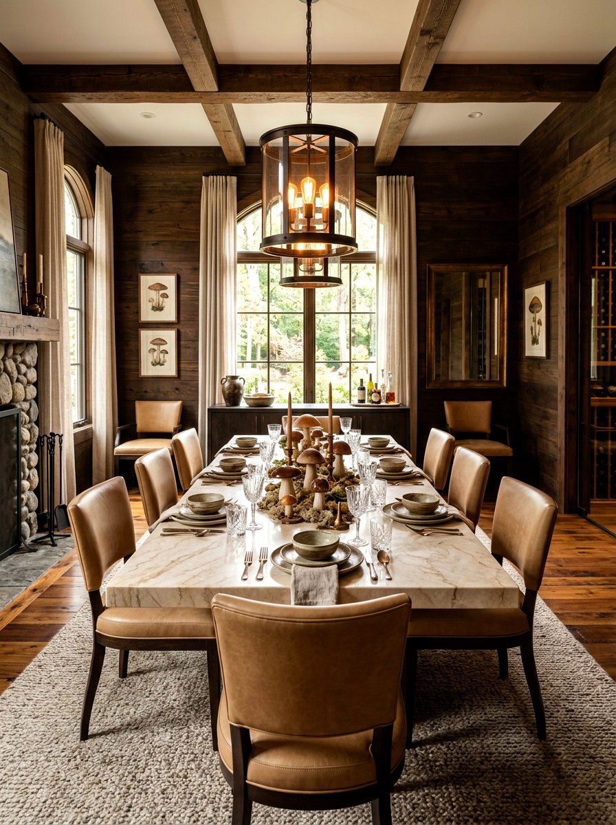 Earthy Brown Dining Room - 30 mushroom dining room ideas