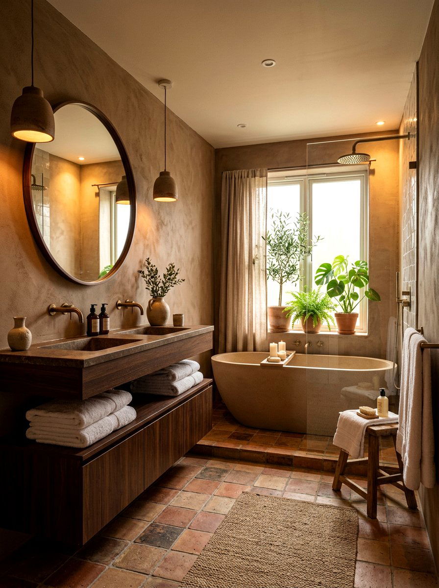 Earthy Brown Organic Modern Bathroom - 30 organic modern bathroom ideas