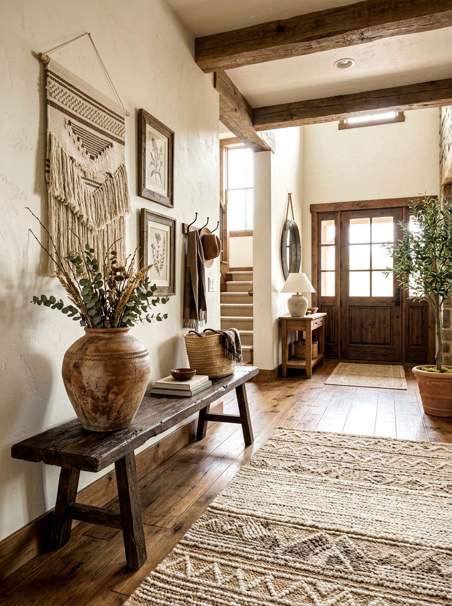 Earthy Clay Vase Bench - 30 ceramic vase styling ideas