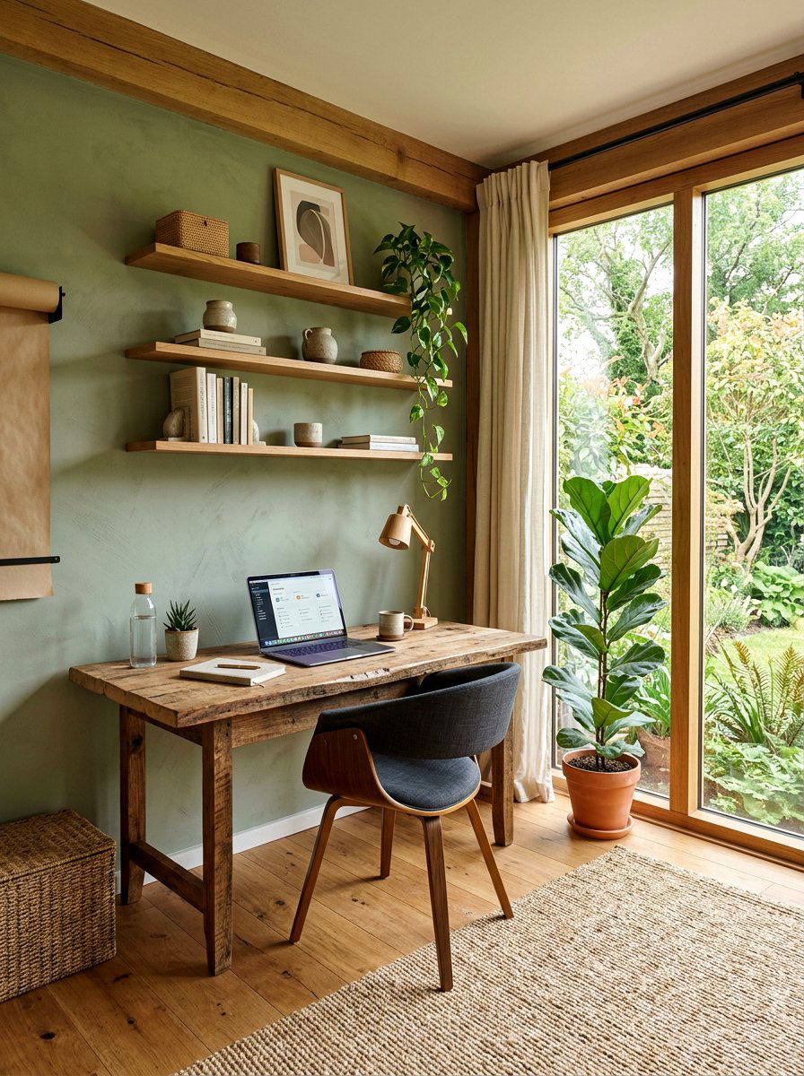 Earthy Home Office - 30 Japandi decor ideas
