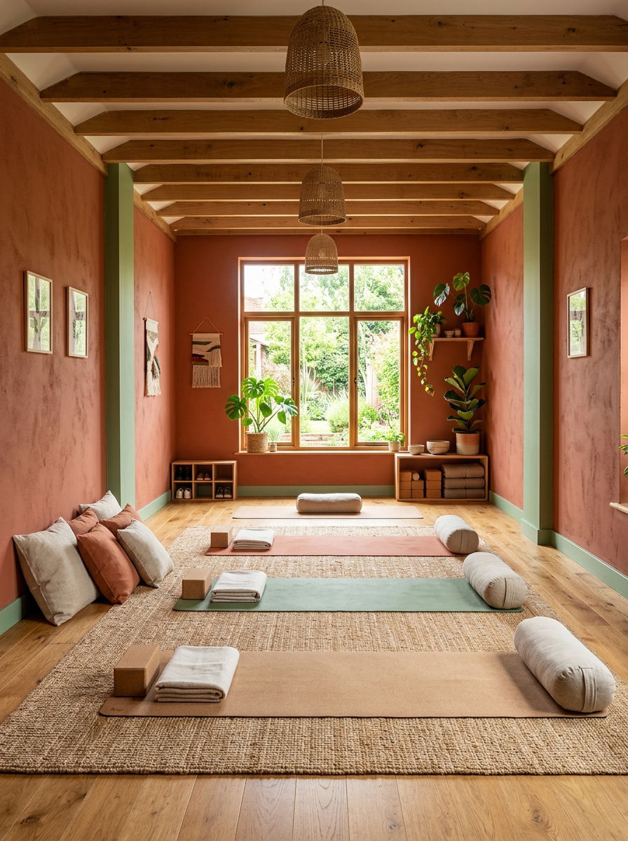 Earthy Neutral Yoga Studio - 30 yoga studio home ideas