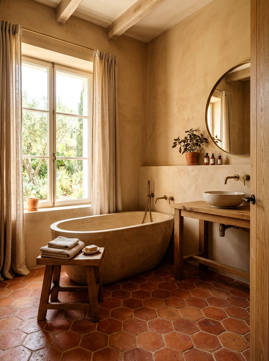 Earthy Palette Bathroom - 30 forest inspired bathroom ideas
