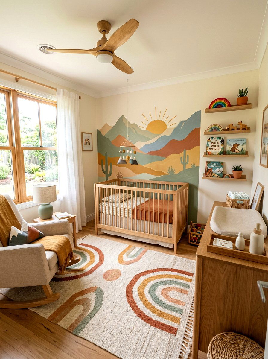 Earthy Rainbow Nursery - 30 rainbow nursery ideas