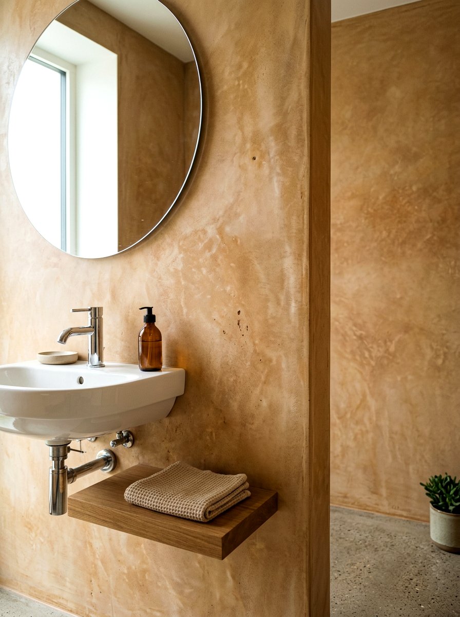 Earthy Tadelakt Texture - 30 tadelakt bathroom ideas