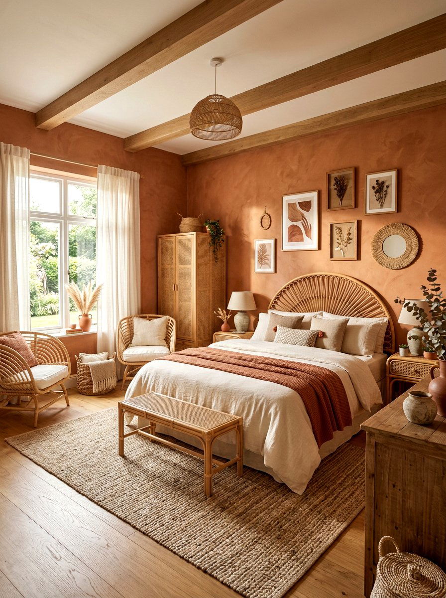 Earthy Terracotta Bedroom - 30 cozy winter bedroom ideas