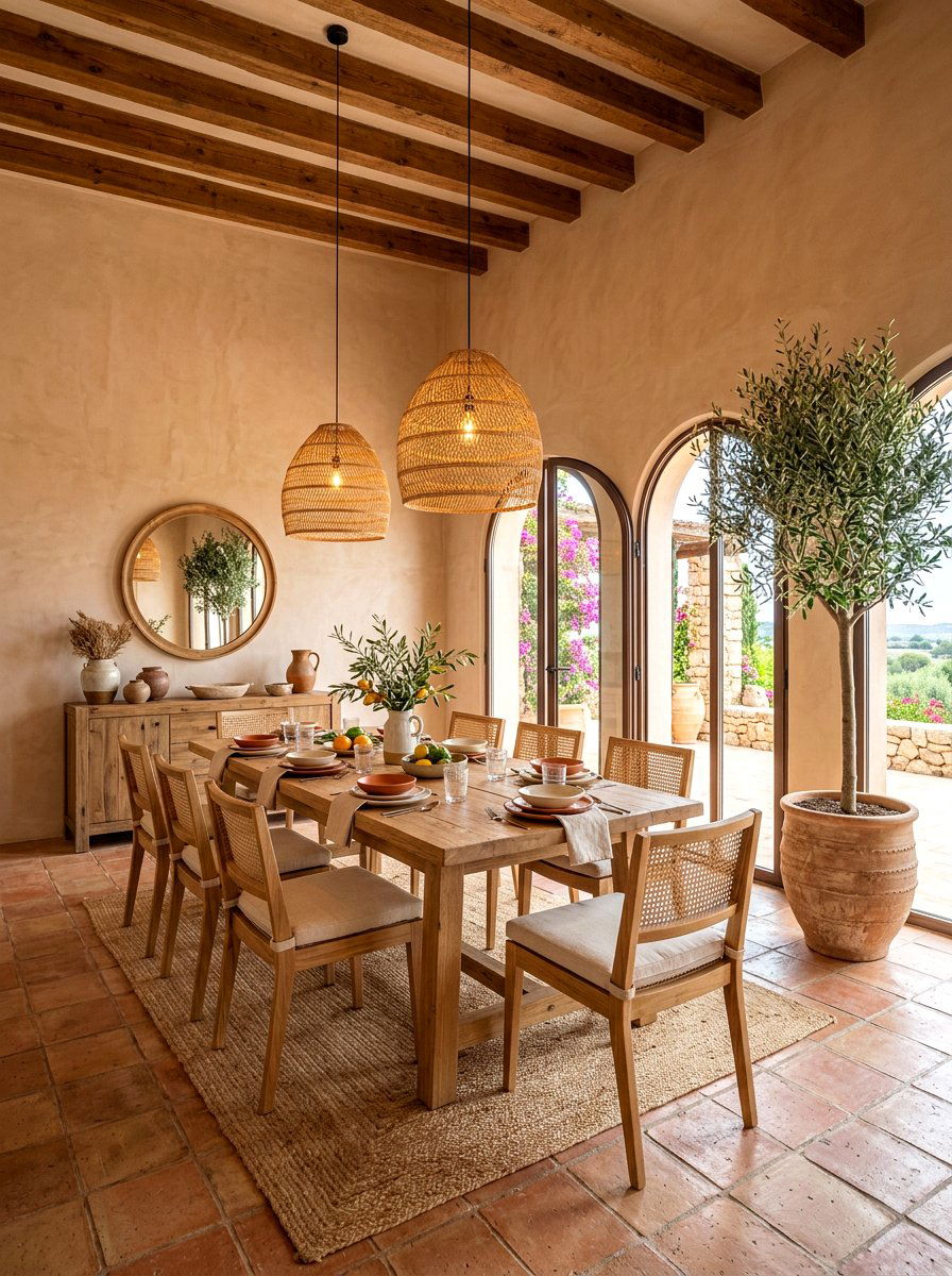 Earthy Terracotta Dining Room - 30 brown dining room decor ideas