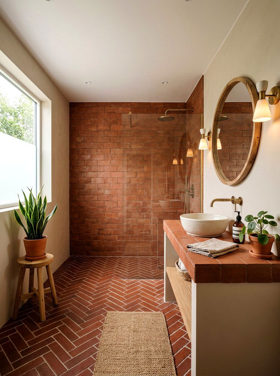 Earthy Terracotta Focused Bathroom - 30 Mediterranean bathroom ideas