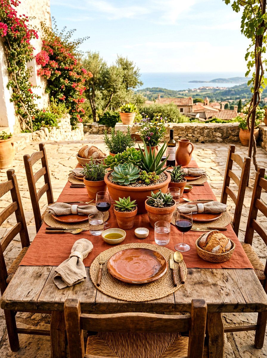 Earthy Terracotta Table Setting - 30 garden party table ideas