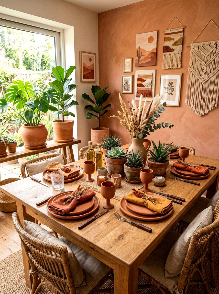 Earthy Terracotta Vibe - 30 casual dinner table ideas