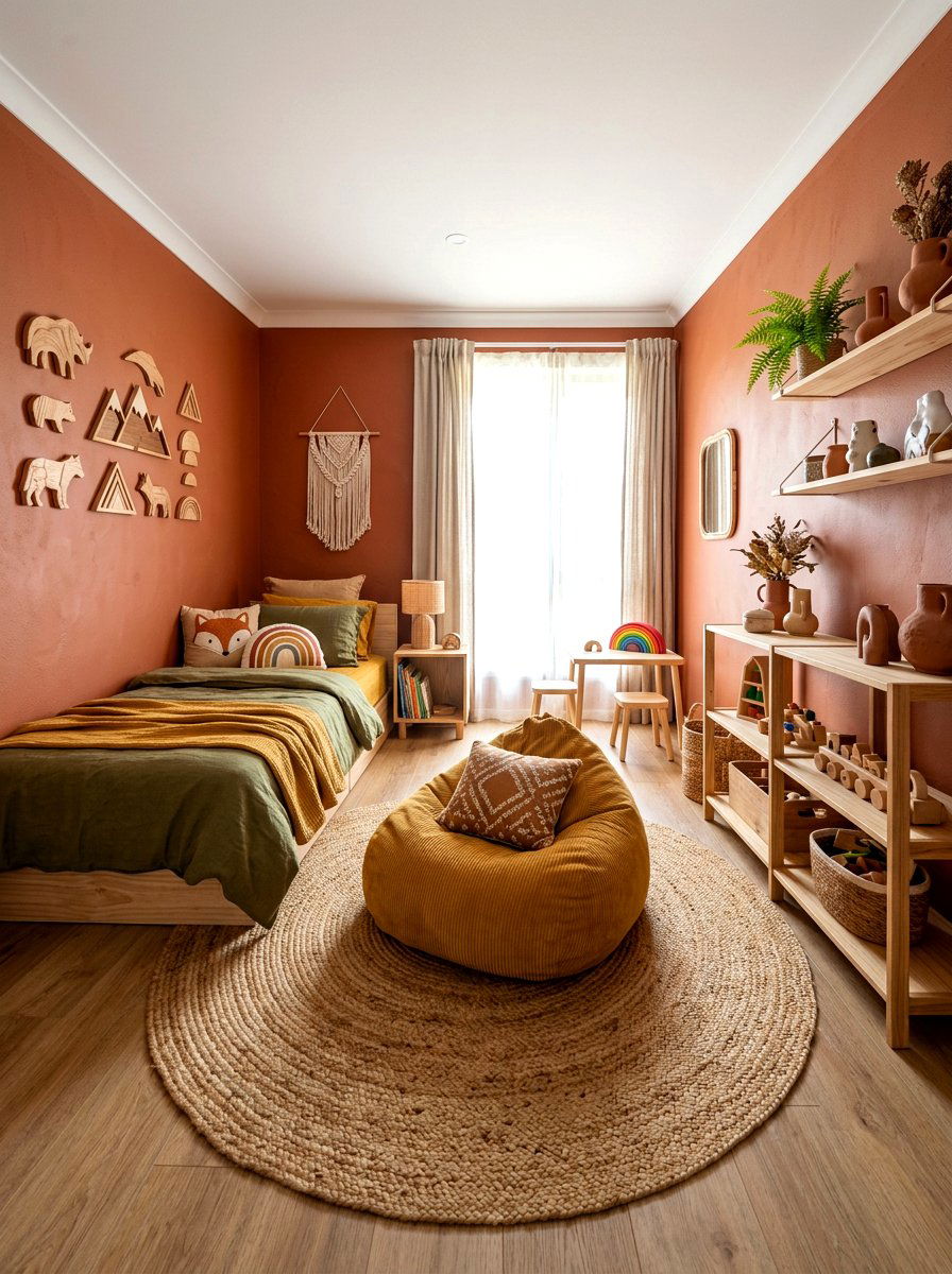 Earthy Tone Kids Space - 30 aesthetic kids room ideas