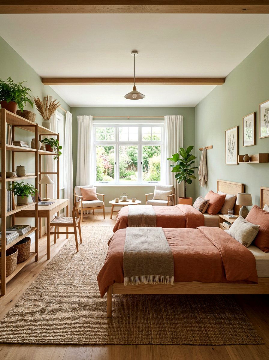 Earthy Tone Shared Space - 30 boys shared bedroom ideas
