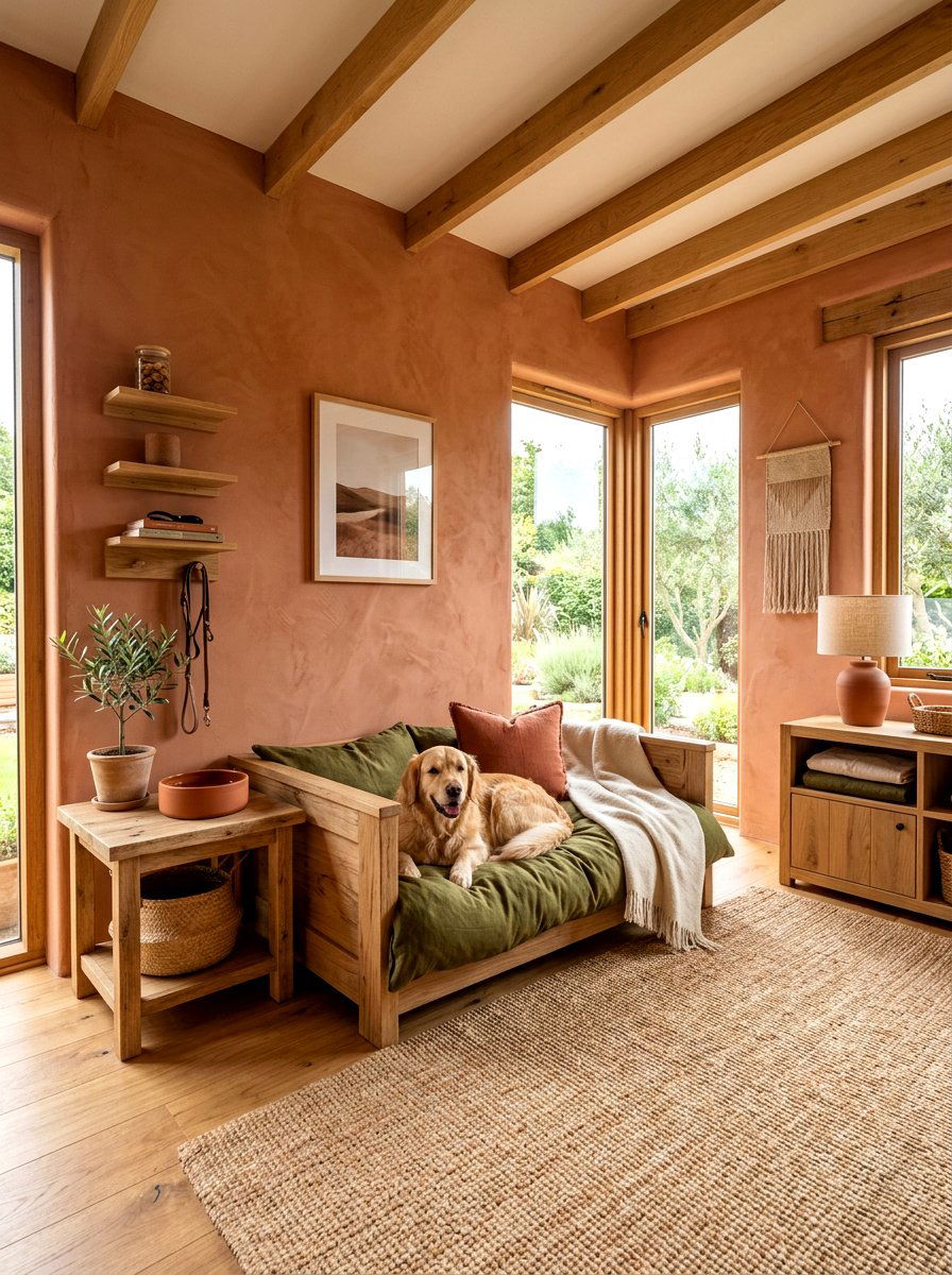 Earthy Tones Dog Retreat - 30 dog bedroom decor ideas