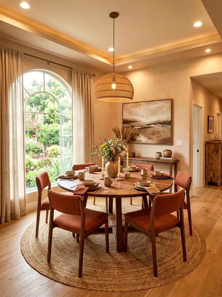Earthy Tones Round Dining Room - 30 round dining room ideas