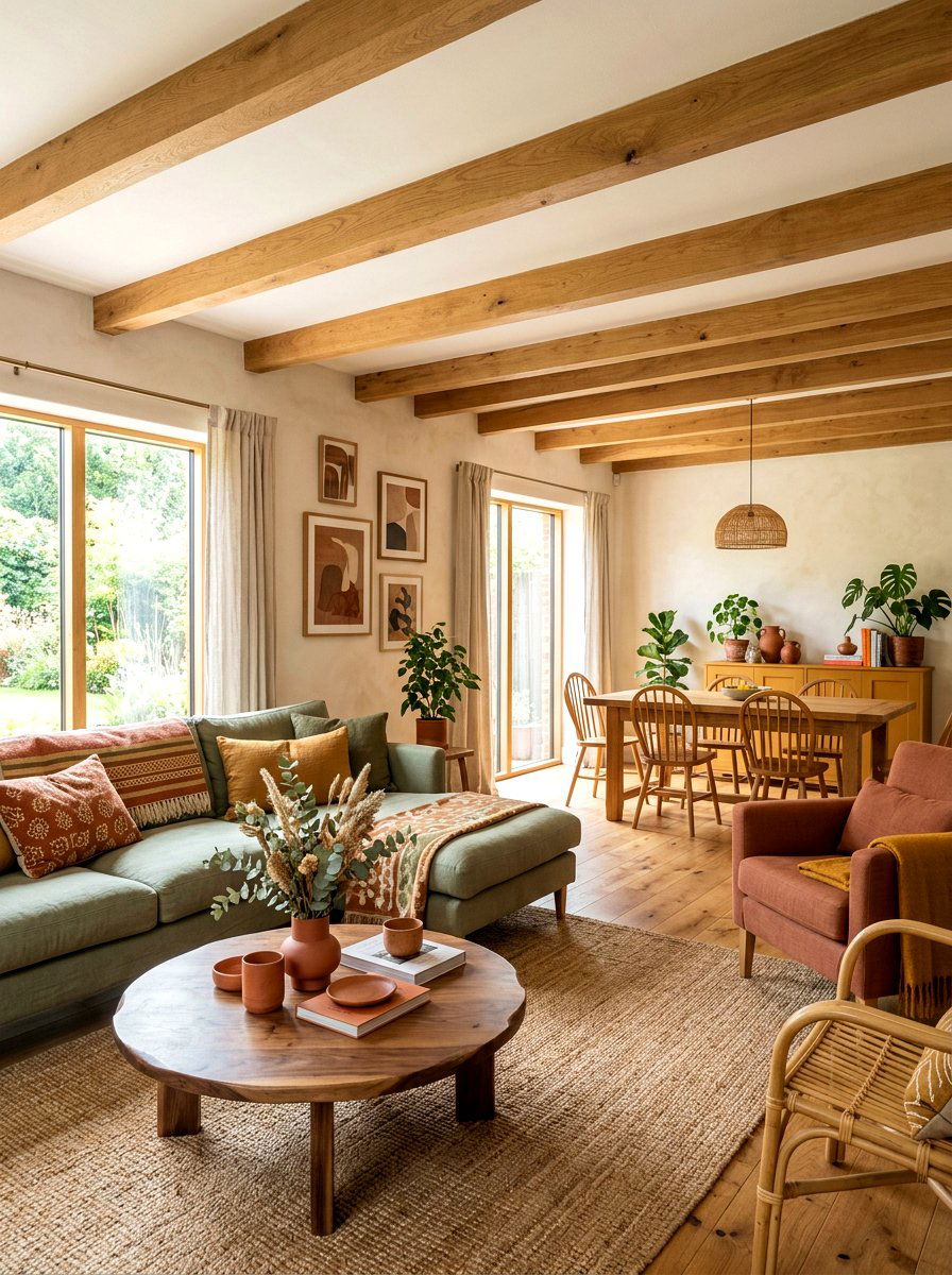 Earthy color palette - 30 seventies living room ideas